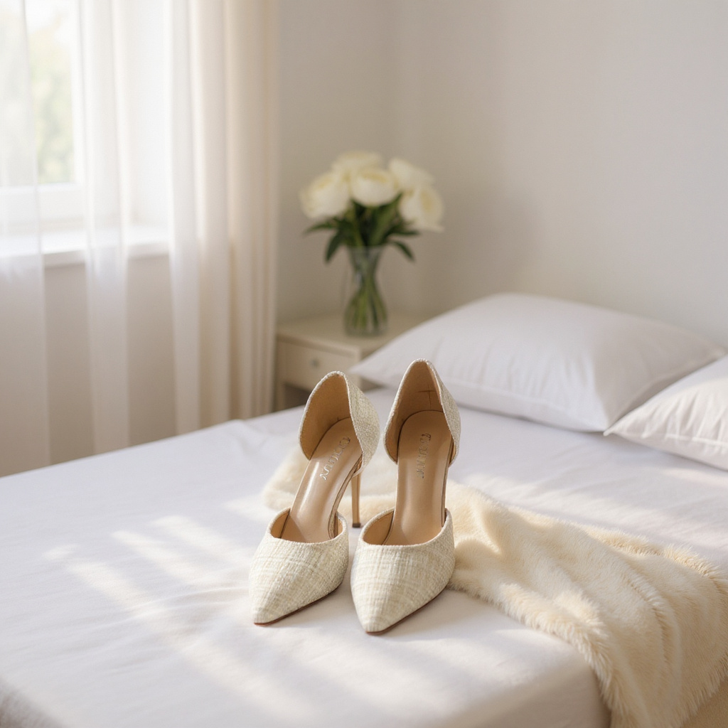 Ivory Tweed Pointed-Toe High Heels – Elegant Dress Shoes