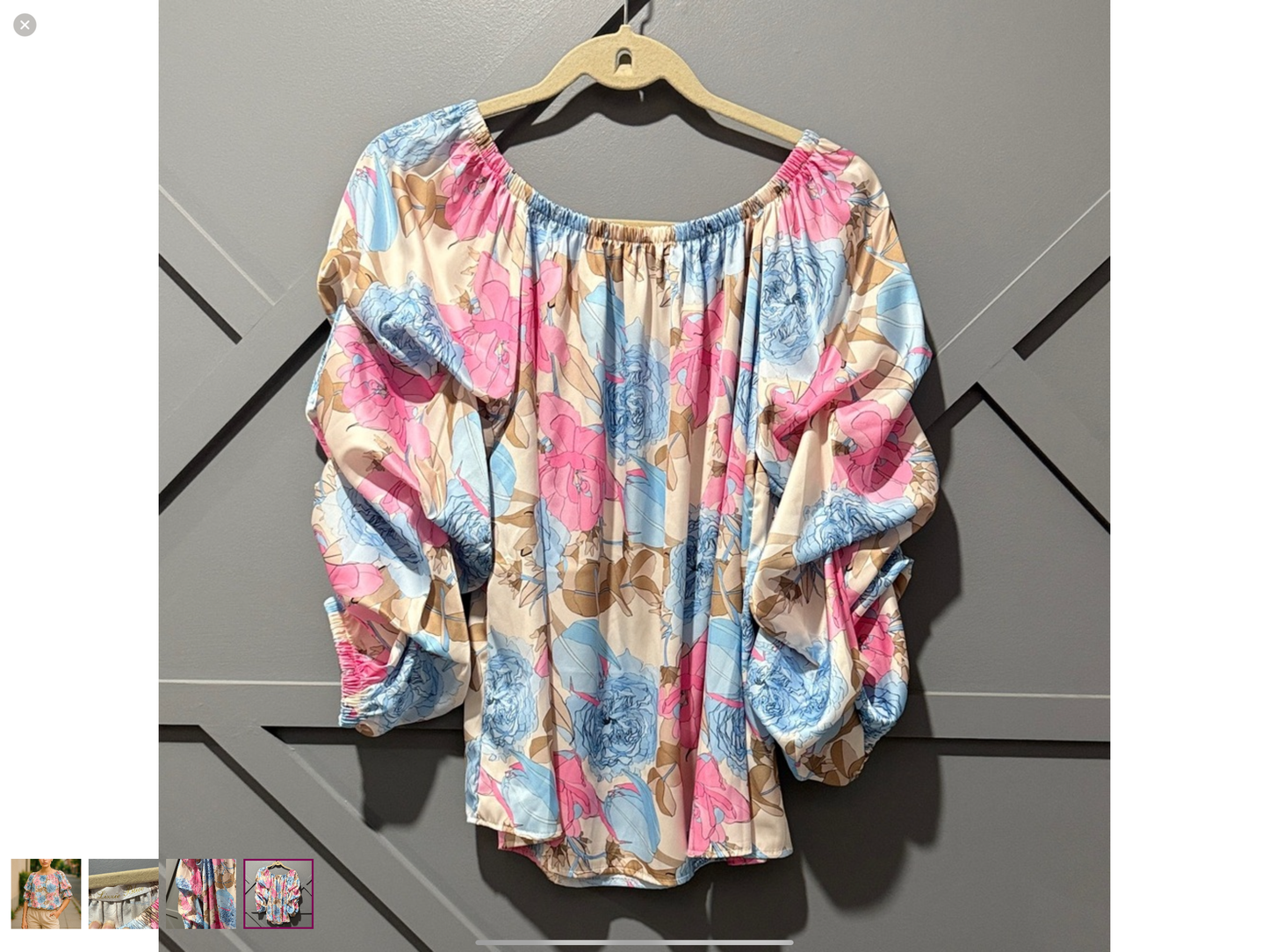Vintage-Inspired Floral Off-Shoulder Blouse – Puff Sleeve Top