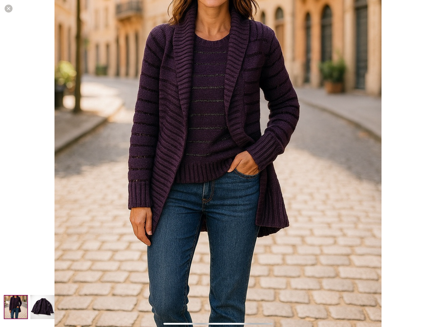 Purple Open-Front Knit Cardigan – Women’s Size Medium