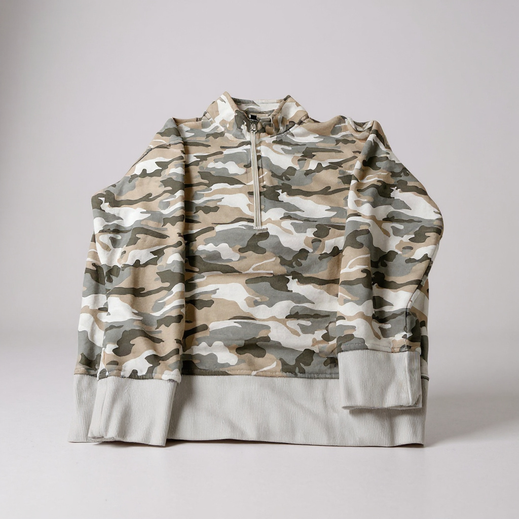 Camo Quarter-Zip Pullover Sweatshirt