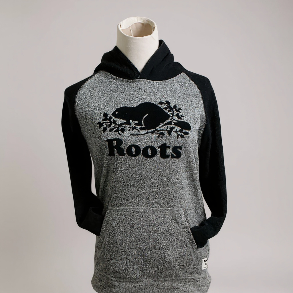Roots Grey & Black Hoodie – kids XXL