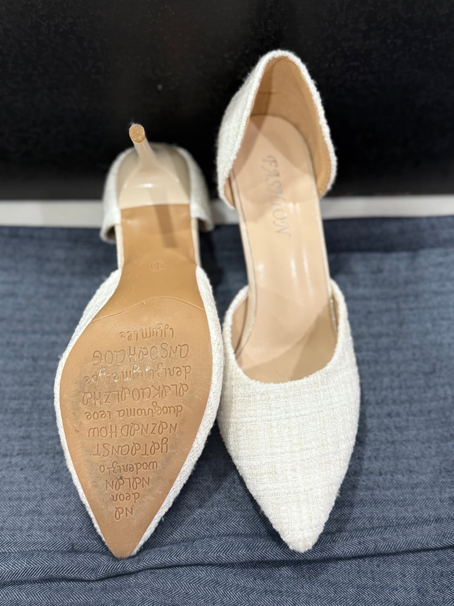 Ivory Tweed Pointed-Toe High Heels – Elegant Dress Shoes
