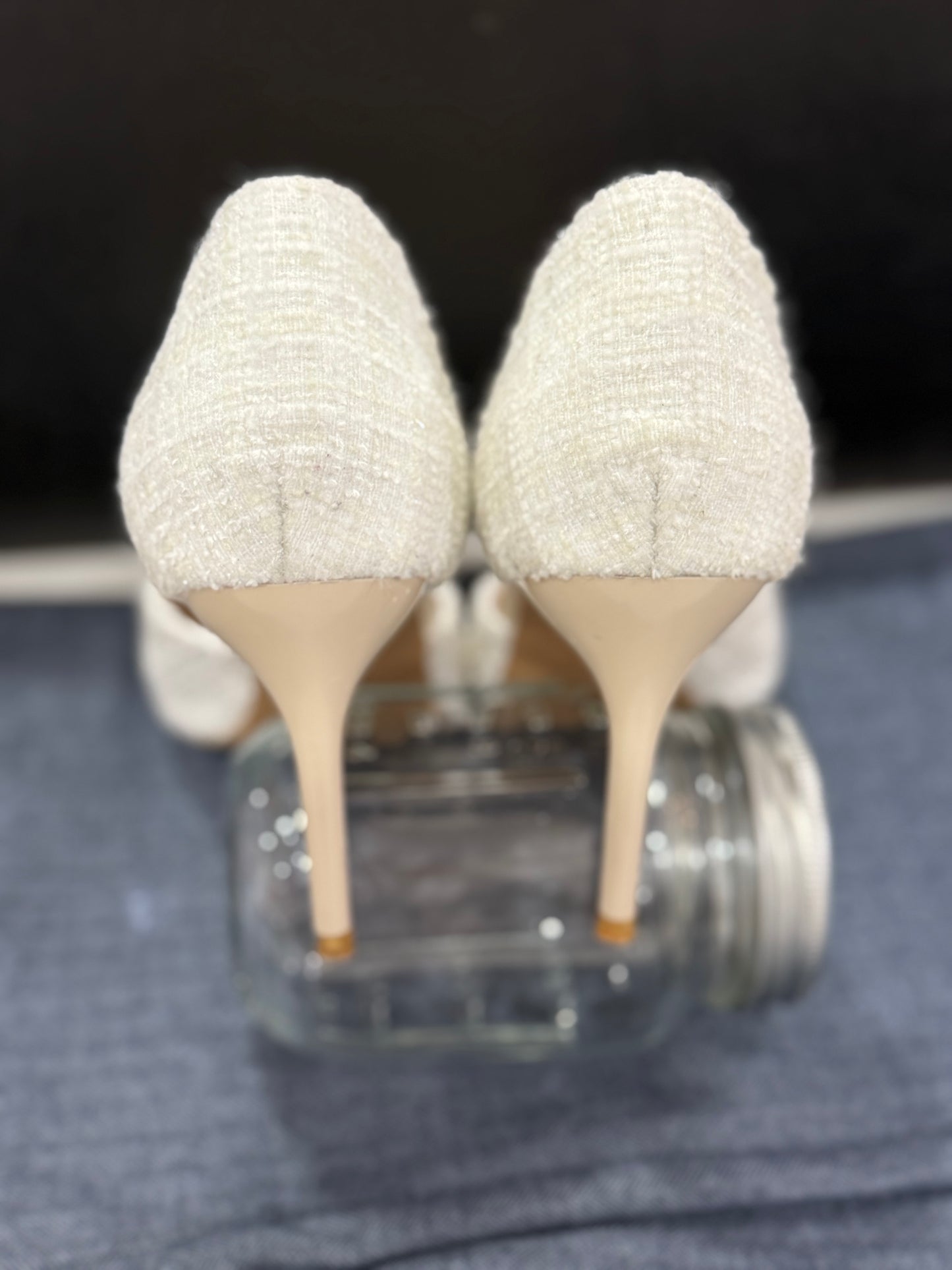 Ivory Tweed Pointed-Toe High Heels – Elegant Dress Shoes