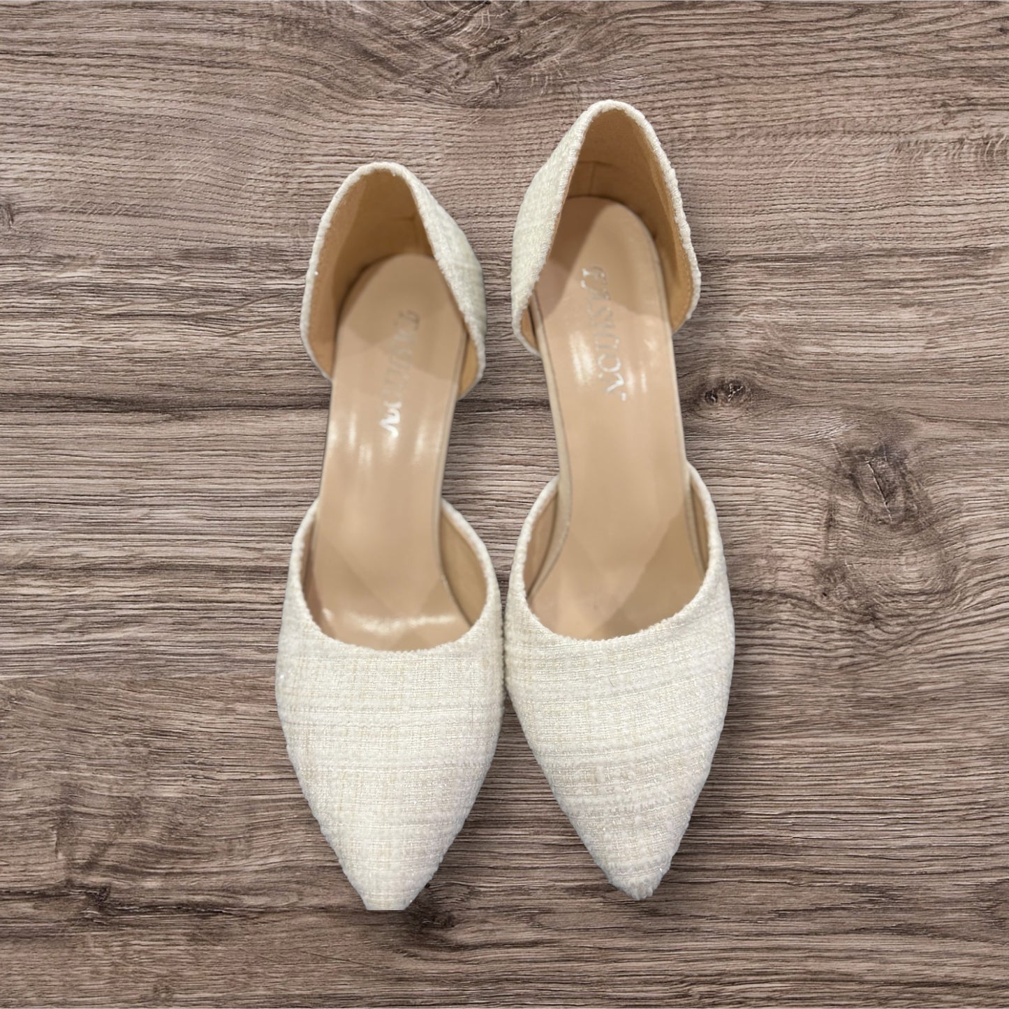 Ivory Tweed Pointed-Toe High Heels – Elegant Dress Shoes