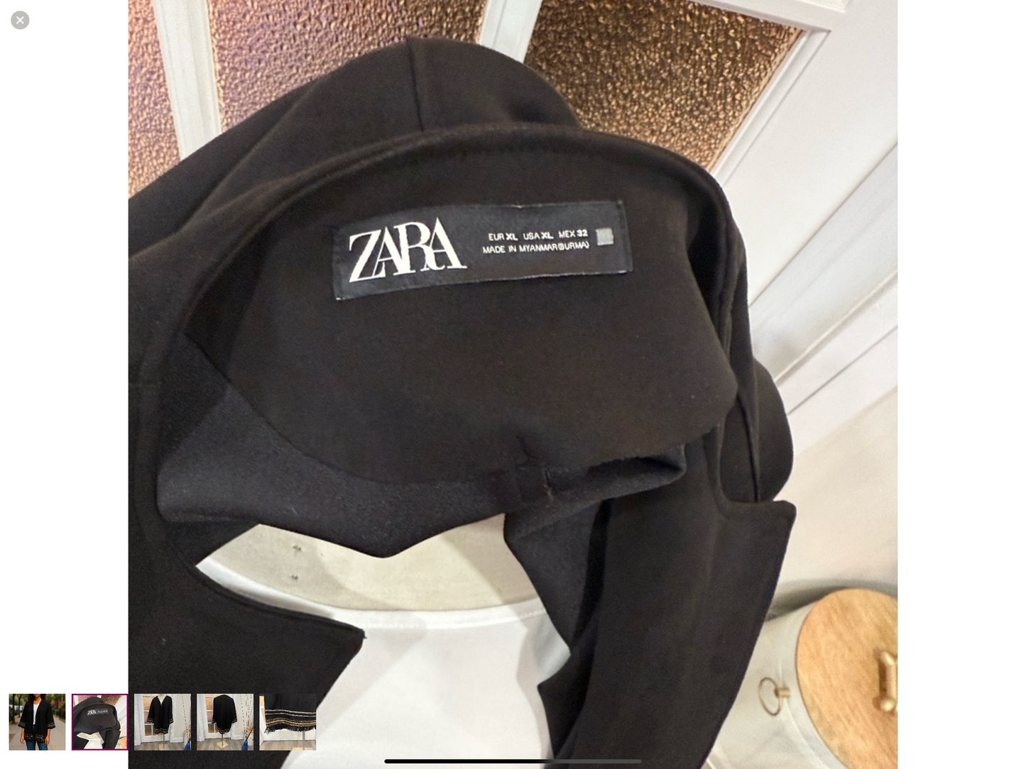 Zara Black Embroidered Trim Jacket – Size XL