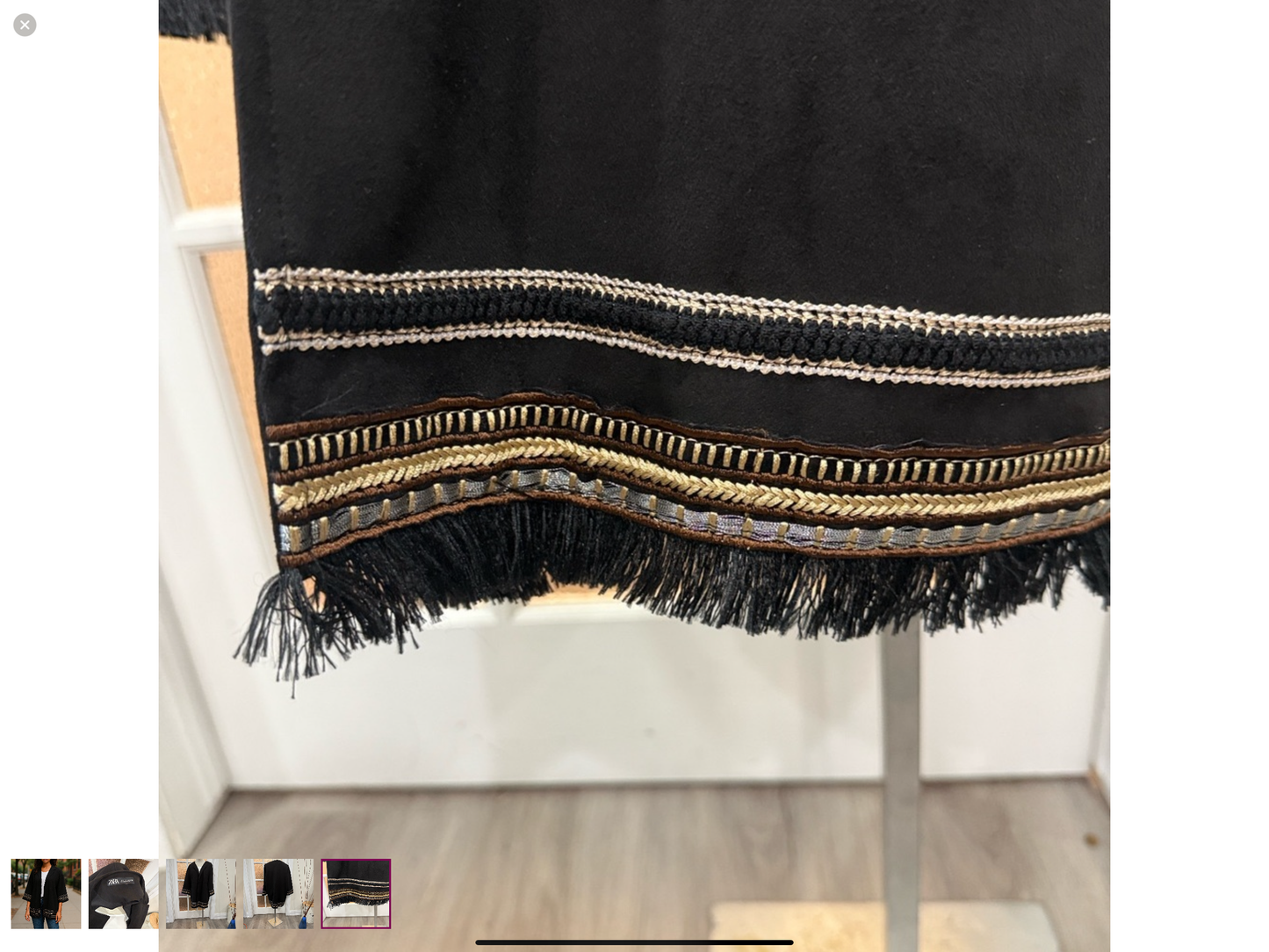Zara Black Embroidered Trim Jacket – Size XL