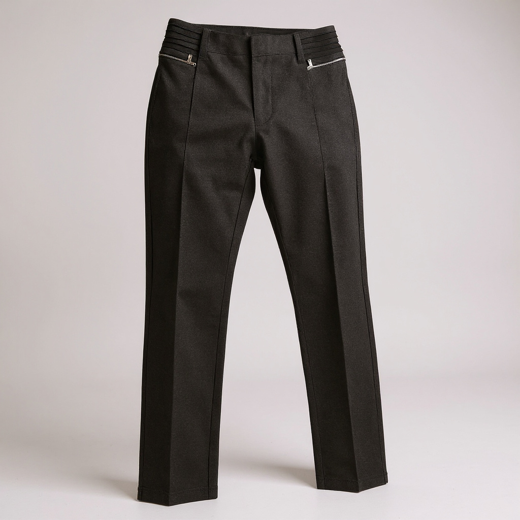Lily Morgan Black Slim Straight Pants with Zip Detail – Women’s