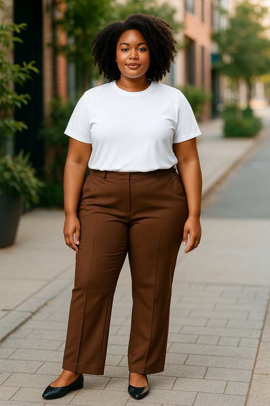 Women’s Brown Straight-Leg Dress Pants – Classic Workwear