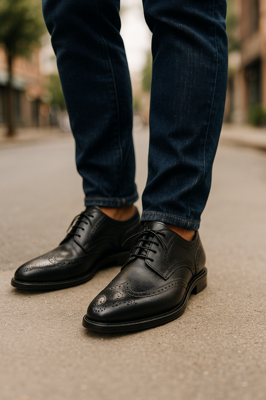 Men’s Black Wingtip Oxford Dress Shoes – Size 45 (US 11)