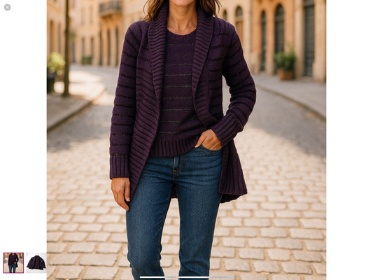 Purple Open-Front Knit Cardigan – Women’s Size Medium