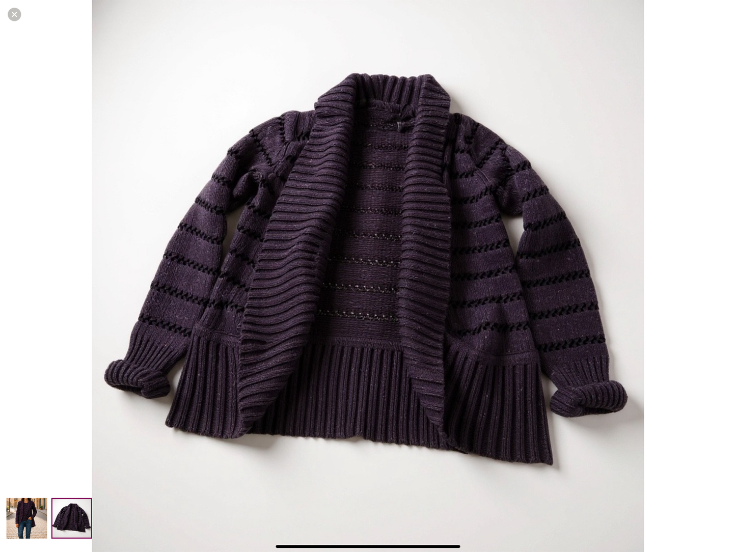 Purple Open-Front Knit Cardigan – Women’s Size Medium