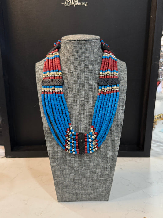 Handmade Multistrand Beaded Necklace – Tribal Inspired
