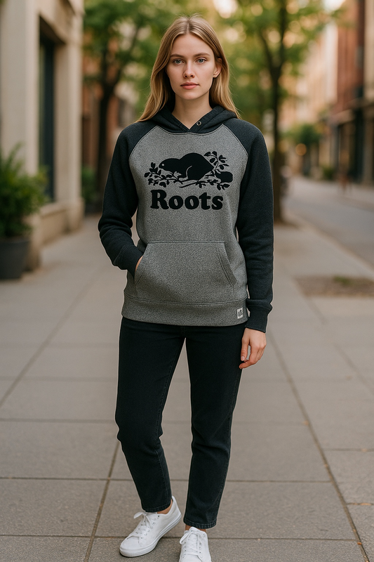 Roots Grey & Black Hoodie – kids XXL